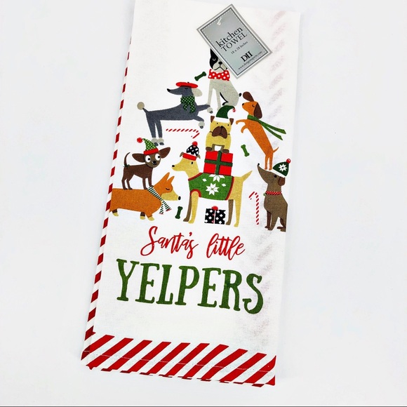 NWT Santa's Little Yelpers Dog Kitchen Christmas Holiday Dish Towel - Picture 3 of 7